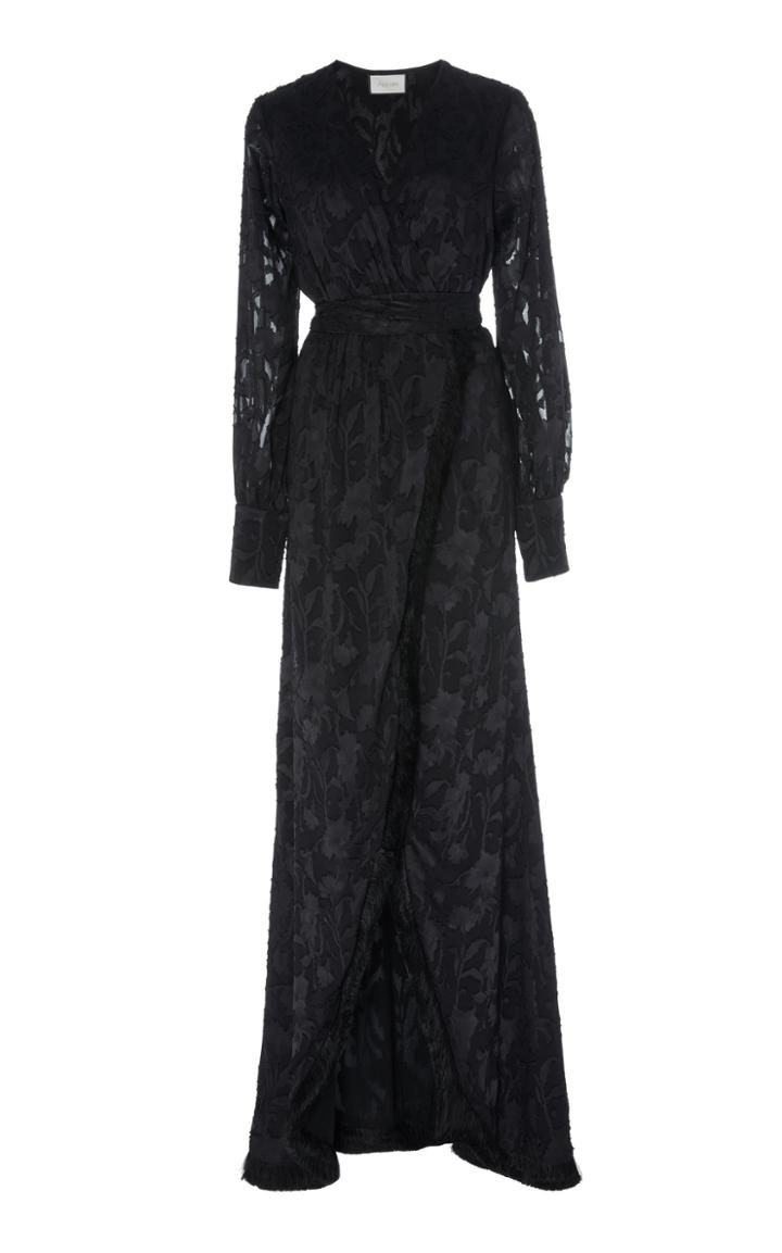 Alexis Antonella Fringed Devor-satin Wrap Maxi Dress Size: Xs