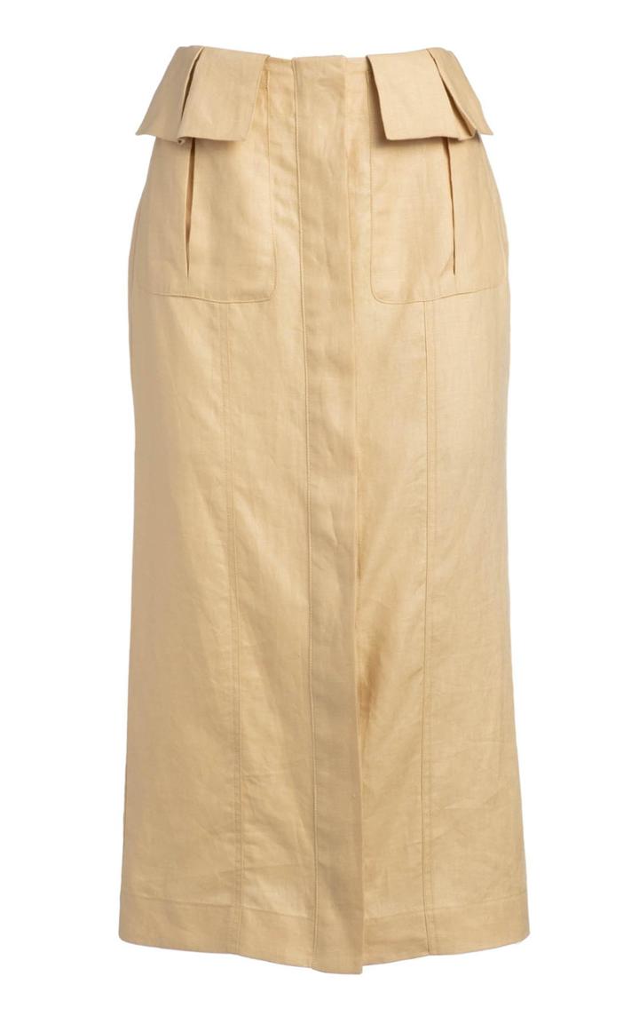 Matthew Bruch Cargo Linen Midi Skirt