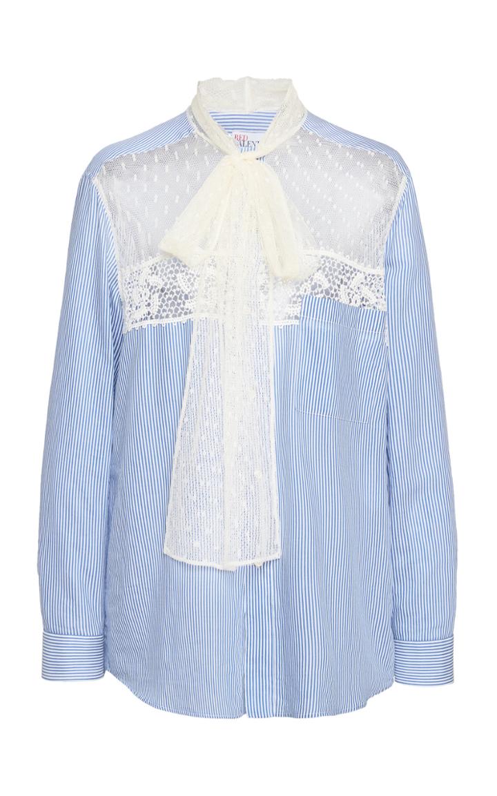 Red Valentino Striped Point D'esprit Blouse