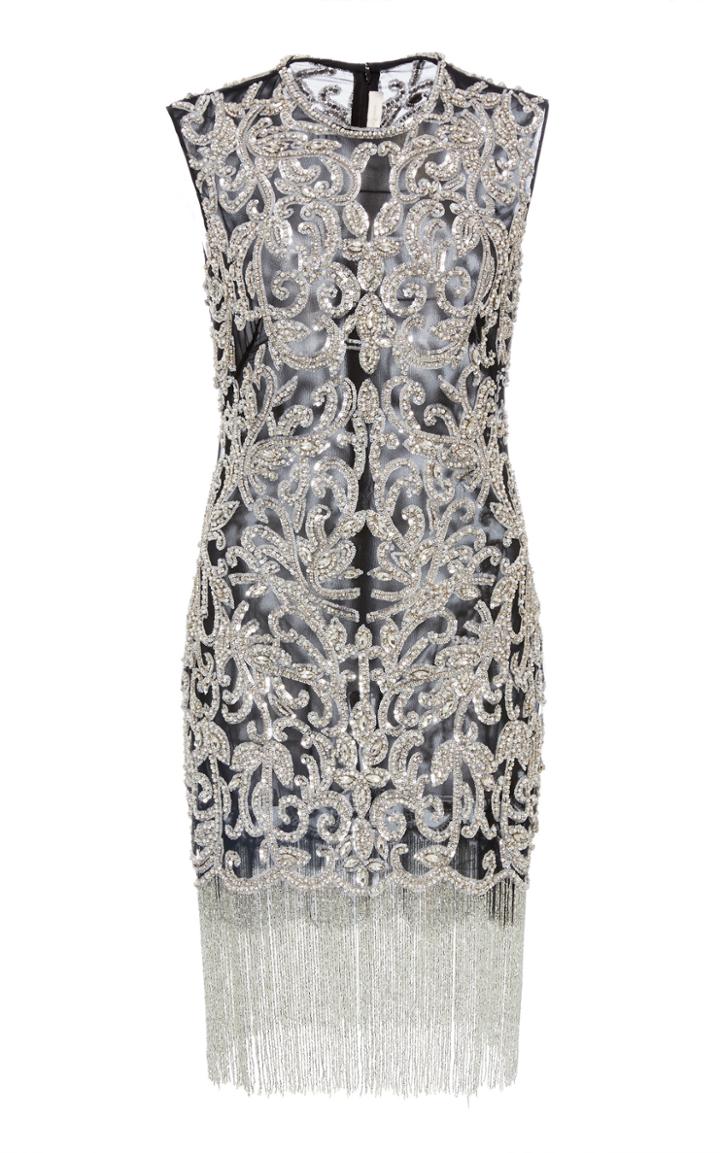 Naeem Khan Embroidered Fringe Mini Dress