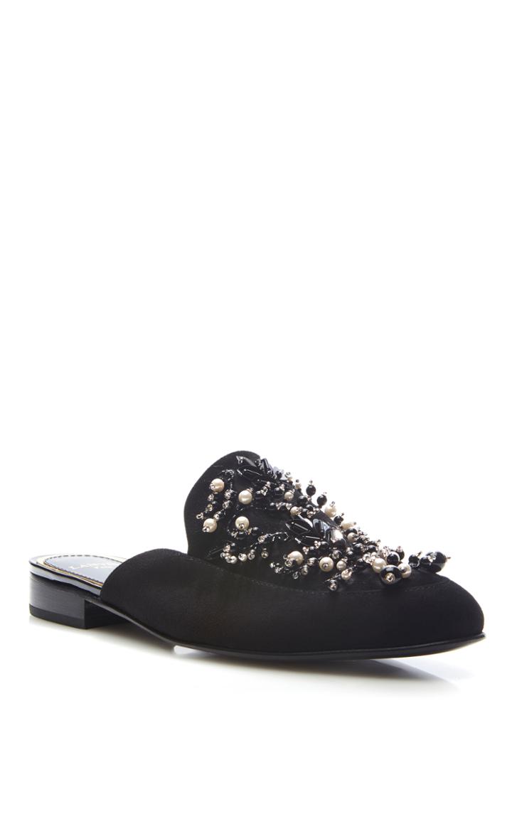 Lanvin Calfskin Mule Slipper With Pearl And Paillets