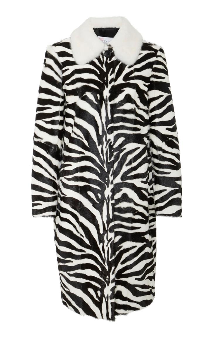 Red Valentino Fur Zebra Print Coat