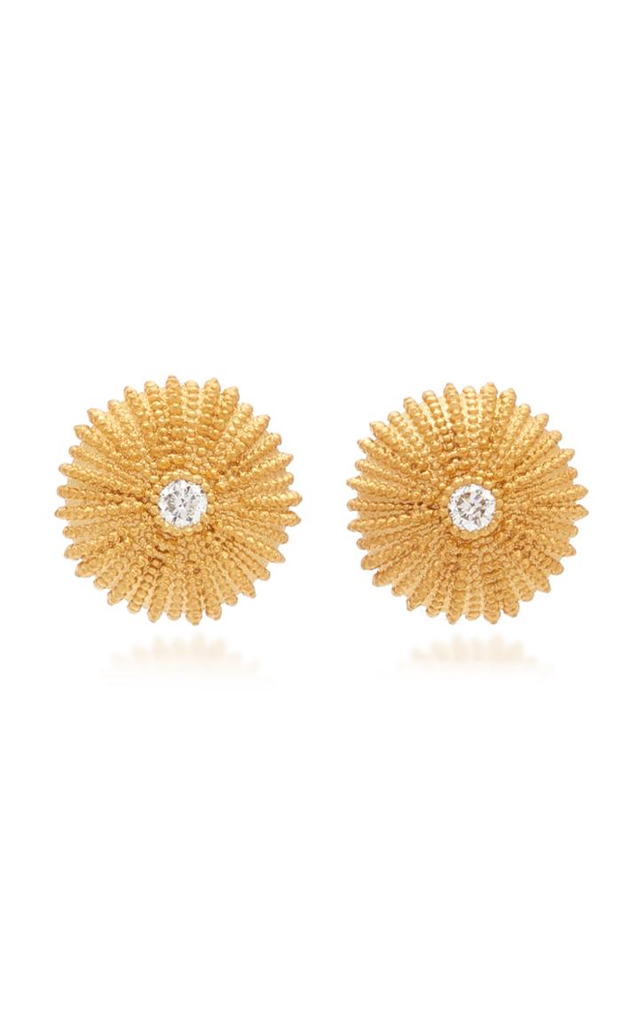 Crysellas Mini Urchinia 14k Yellow Gold Diamond Earrings