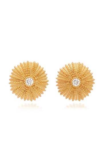Crysellas Mini Urchinia 14k Yellow Gold Diamond Earrings
