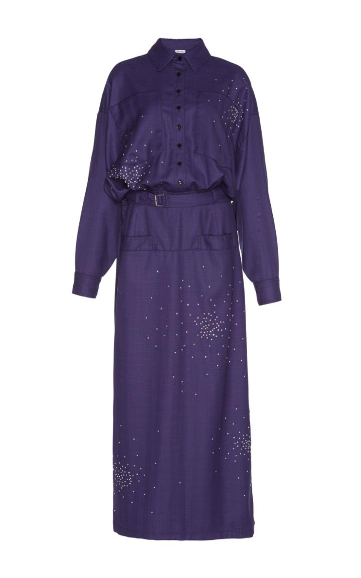 Attico Amina Svarowski Embroidered Wool Dress