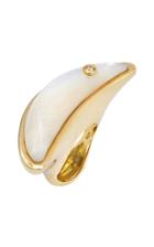 Mahnaz Collection Vintage Carved Shell Diamond And 18k Gold Ring