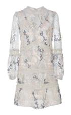 J. Mendel Embroidered Long Sleeve Cocktail Dress With Sequined Insets