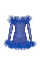 Moda Operandi Zuhair Murad Beaded Pleated Trim Organza Mini Dress Size: 32