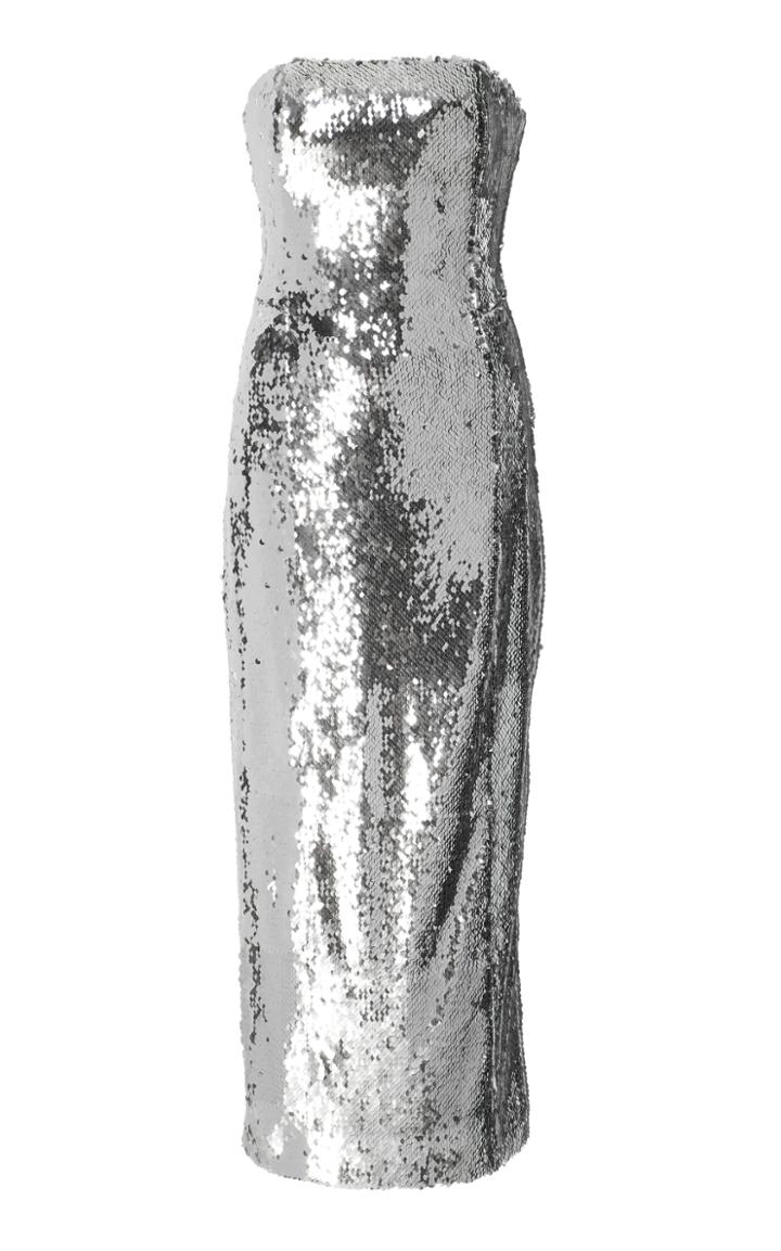 Sally Lapointe Sequined Strapless Dress