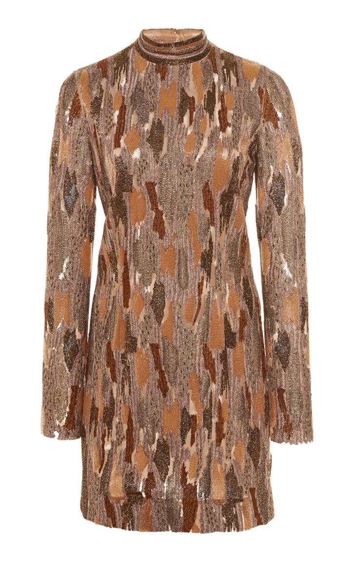 J. Mendel Embroidered Printed Brocade Mini Dress