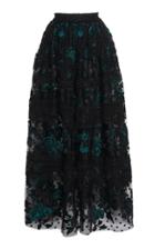Costarellos Paneled Tea Length Poppy Skirt