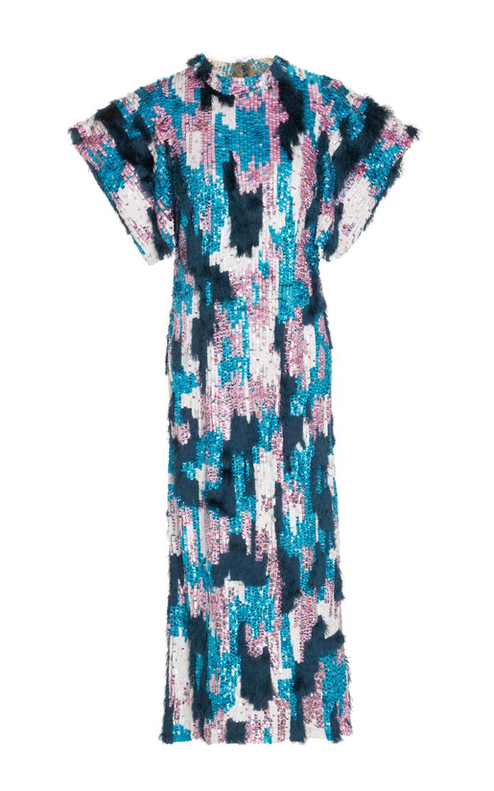 Christina Economou Sequined Tulle Midi Dress
