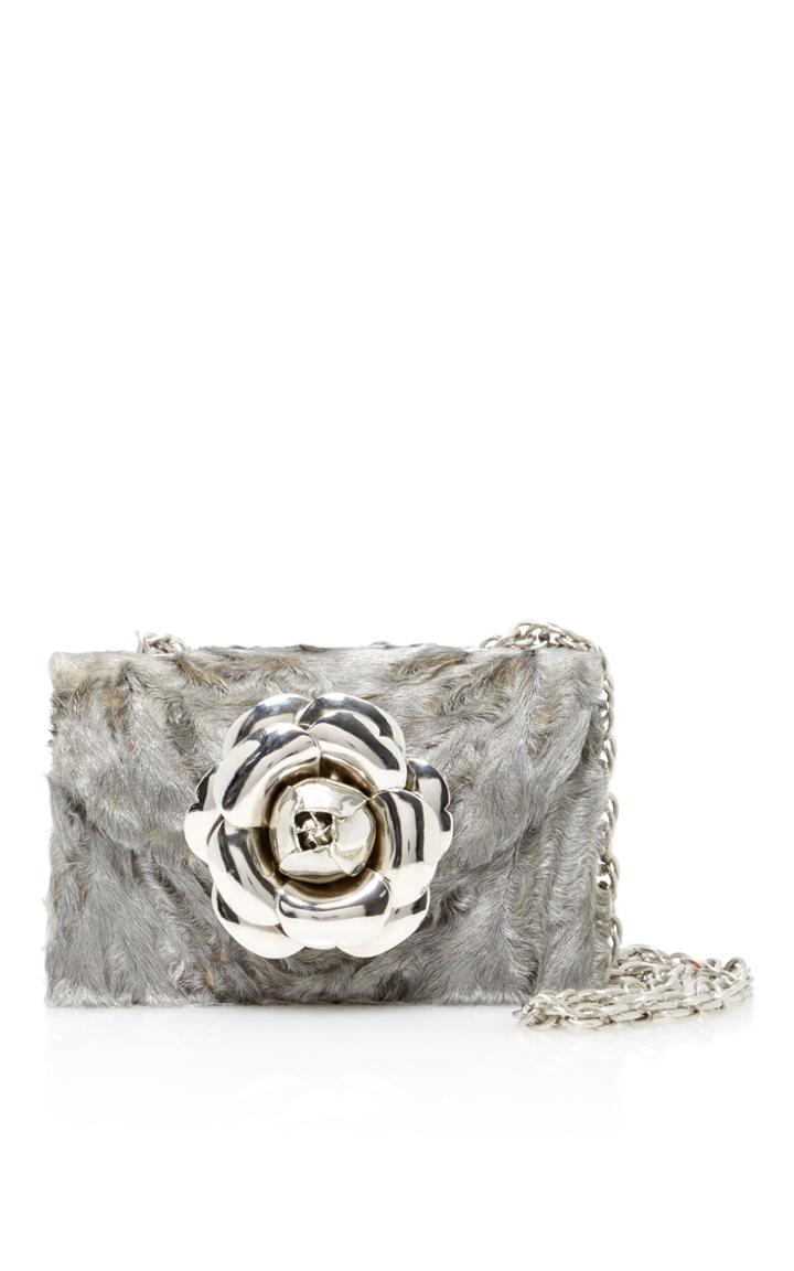 Oscar De La Renta Astrakan Rose Shoulder Bag