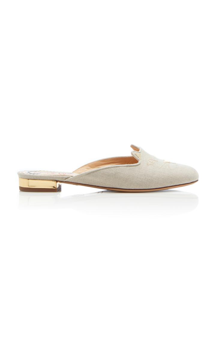 Charlotte Olympia Linen Kitty Flat