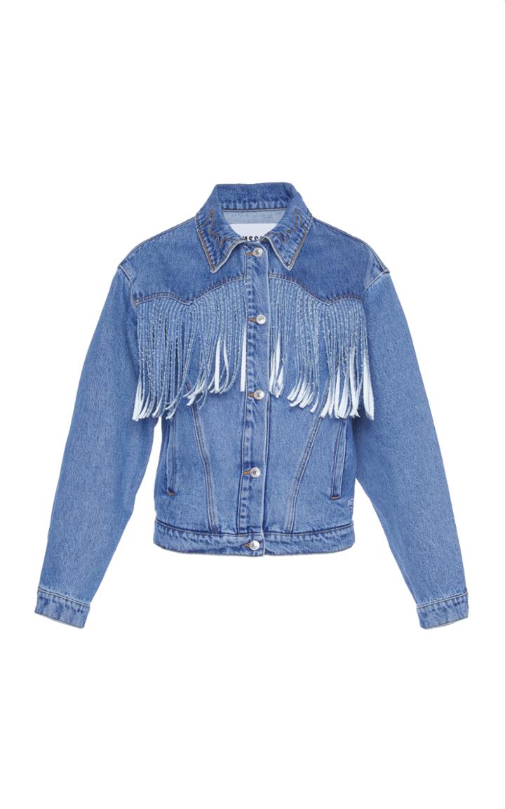 Msgm Fringe Denim Jacket
