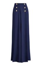 Ralph Lauren Montaine Button-detailed Crepe Wide-leg Pants