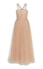Monique Lhuillier Halter Fit-and-flare Tulle Gown Size: 4