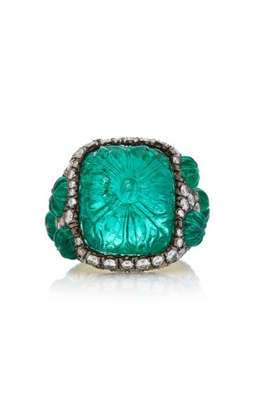 Bayco 18k Black Gold Emerald And Diamond Ring