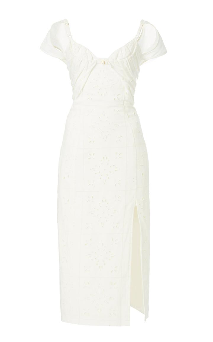 Moda Operandi Jacquemus Tovallo Layered Broderie Anglaise Linen-blend Midi Dress