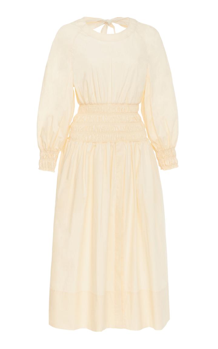 Three Graces London Arianna Smocked Cotton Midi Dress