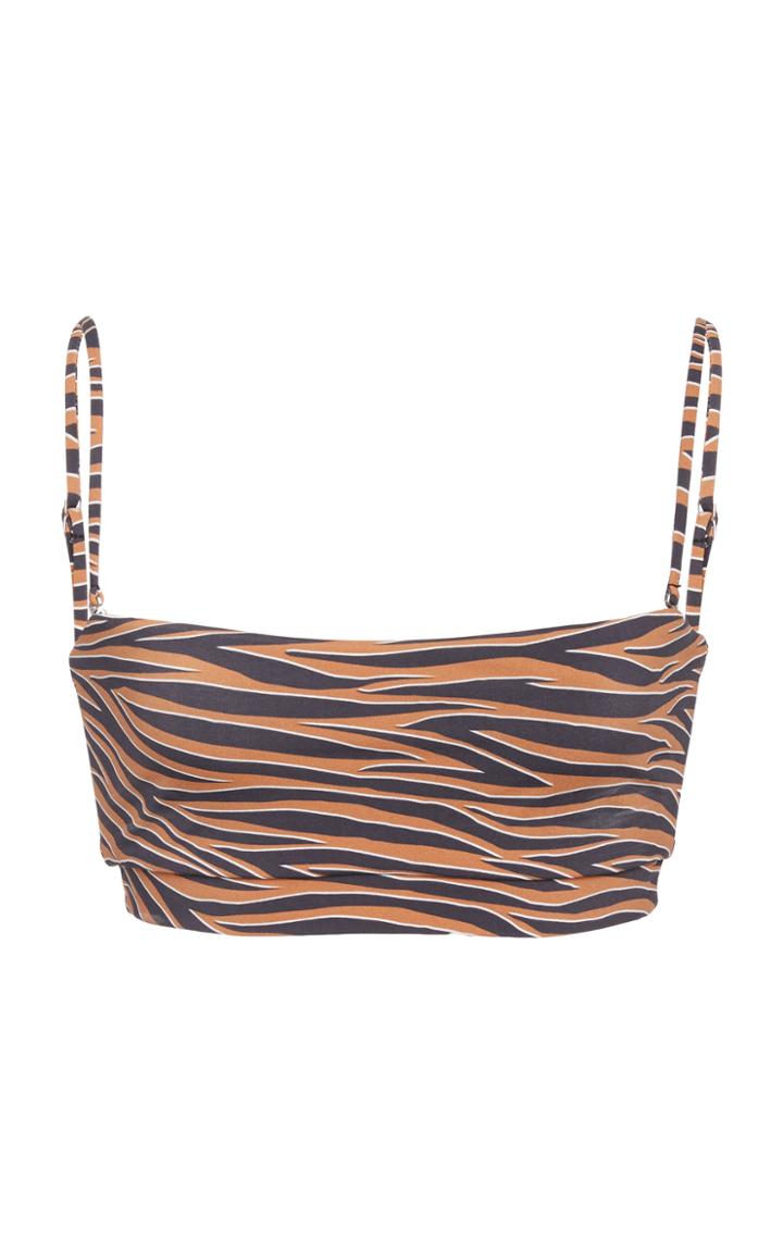 Anemone Tiger-print Bandeau Bikini Top