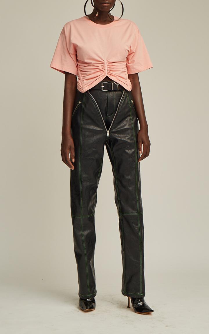 Moda Operandi Y/project Zip-detailed Leather Straight-leg Pants