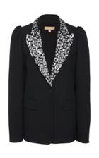 Michael Kors Collection Leopard Embroidered Lapel Cady Blazer