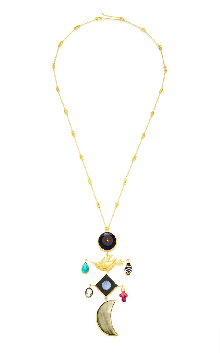 Moda Operandi Grainne Morton Mother Of Pearl Ornamental Scroll Charm Necklace