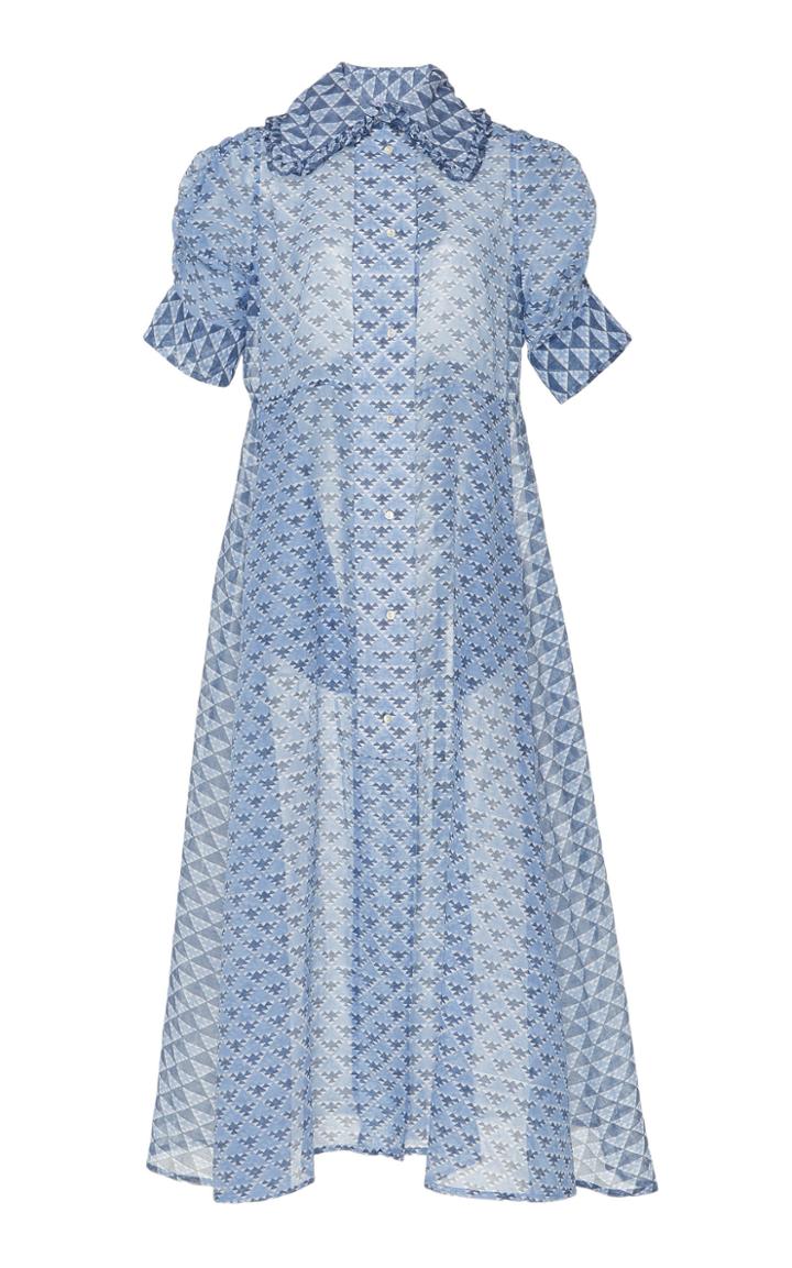 Thierry Colson Tiffen Printed Cotton And Silk-blend Midi Dress