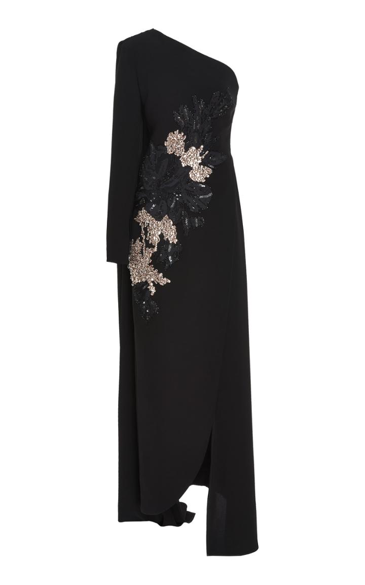 Elie Saab One Shoulder Sequin Embroidered Gown