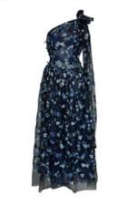 Luisa Beccaria Embellished Organza One-shoulder Dress