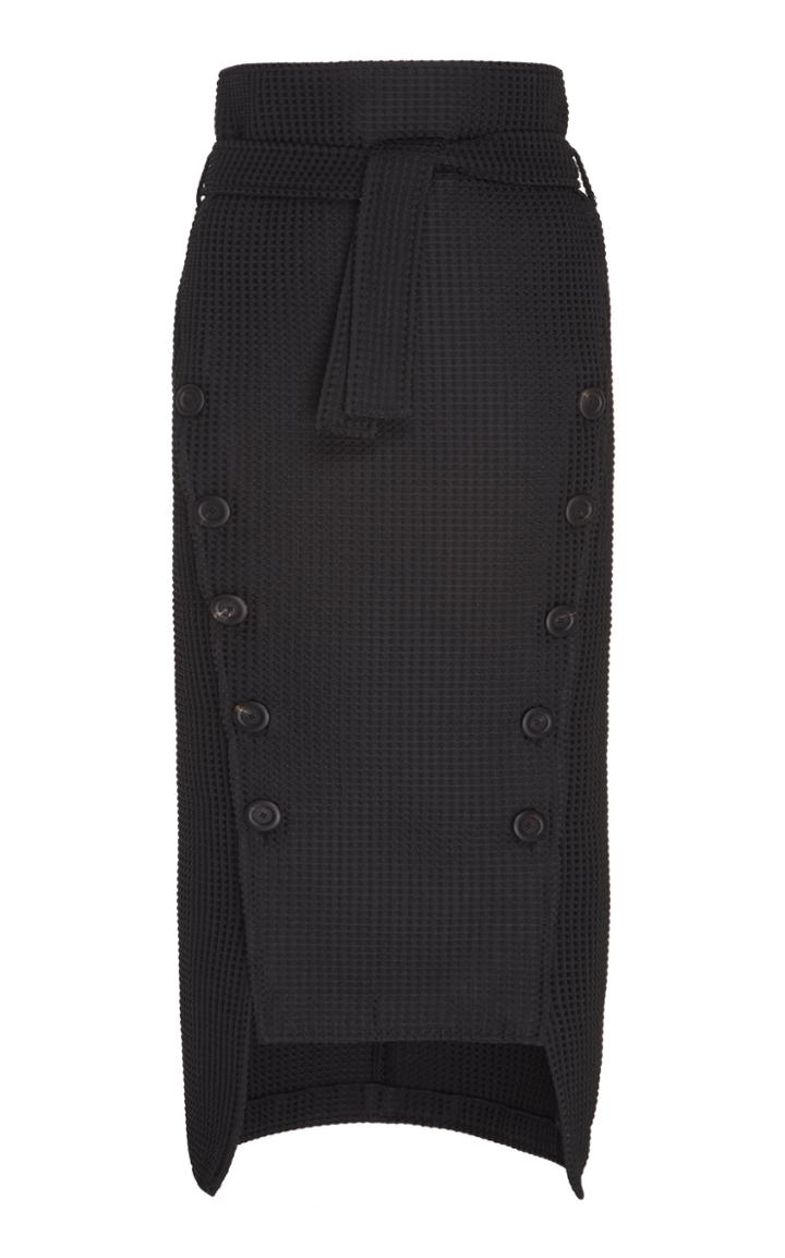A.w.a.k.e. Mode Button-detailed Faille Pencil Skirt