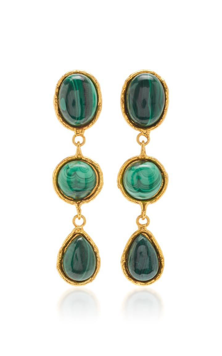 Moda Operandi Sylvia Toledano Cascade Three Drop Malachite Earrings