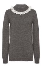 Isa Arfen Long Sleeve Sweater With Lace Trim
