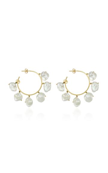 Charms Company Pearls Of Joy Medium 14k Yellow-gold Hoop Earrings