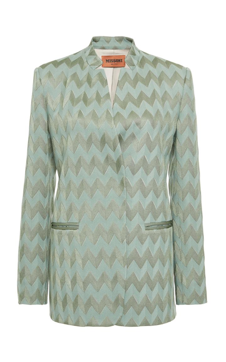 Missoni Belted Printed Crepe De Chine Blazer