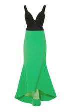 Christian Siriano Black/grass Green Open Neck Trumpet Dress