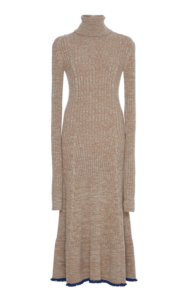 Jil Sander Ribbed Knit Wool-blend Turtleneck Dress