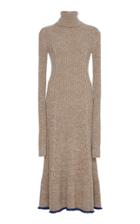 Jil Sander Ribbed Knit Wool-blend Turtleneck Dress