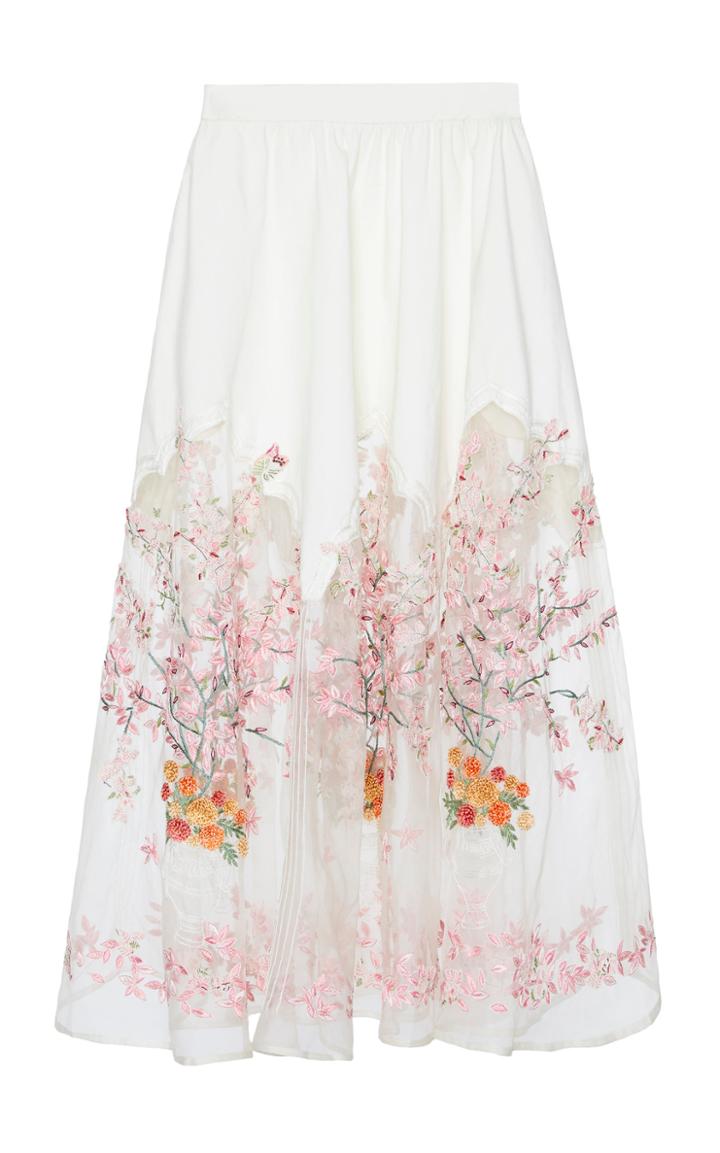 Moda Operandi Rahul Mishra Mehraab Floral-embroidered Gathered Silk Skirt Size: 36
