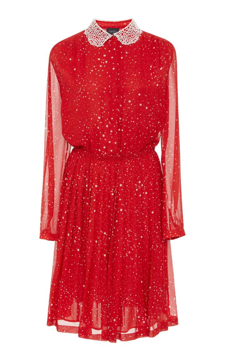 Giambattista Valli Lace-trimmed Printed Silk-chiffon Midi Dress