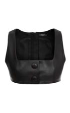 Moda Operandi Balmain Button-detailed Leather Crop Top
