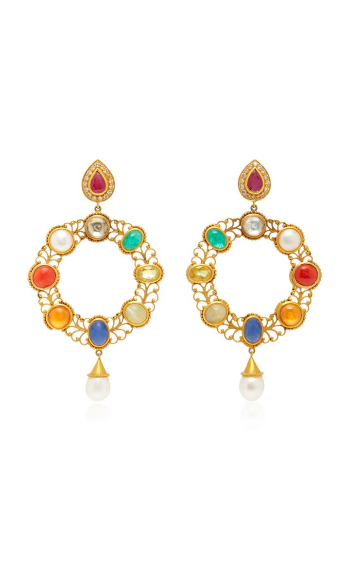 Amrapali One-of-a-kind Diamond And Navratna Drop Earrings