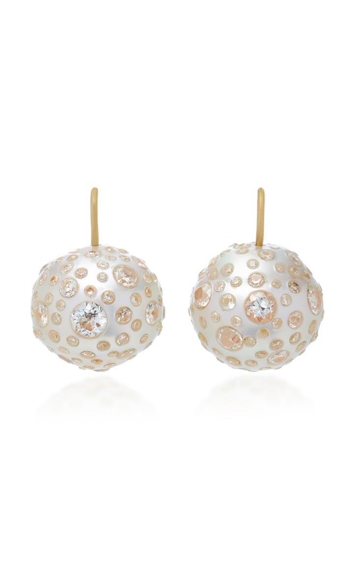Renee Lewis 18k Gold Pearl And Diamond Earrings