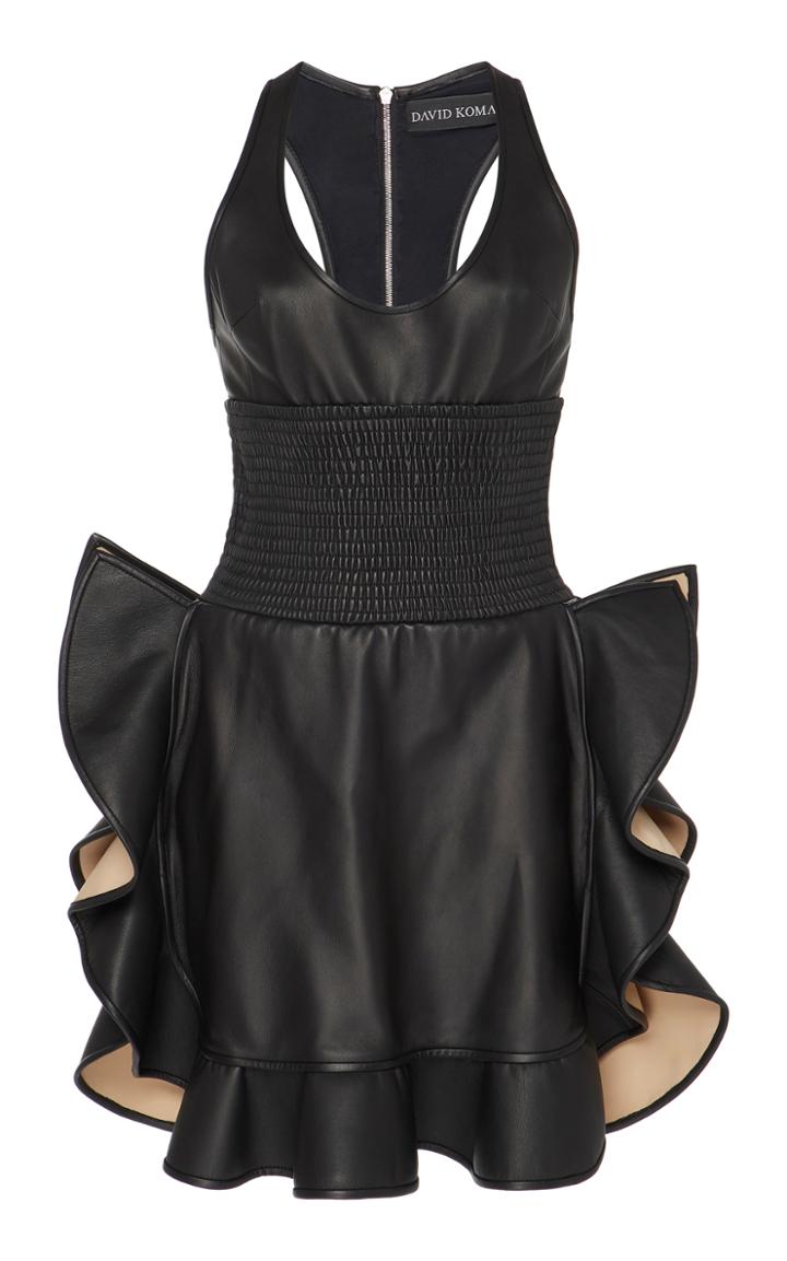 David Koma Ruffled Leather Dress