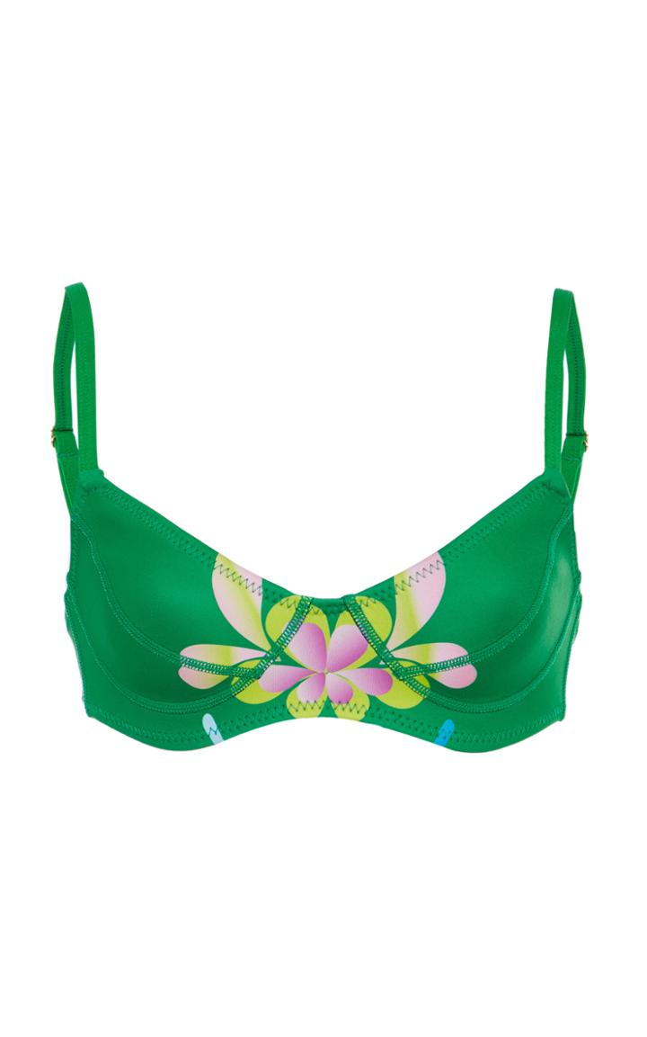 Cynthia Rowley Green Floral Bikini Top