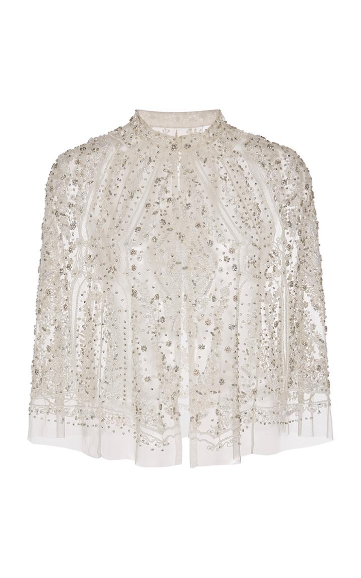 Cucculelli Shaheen Filigree Embroidered Tulle Cape