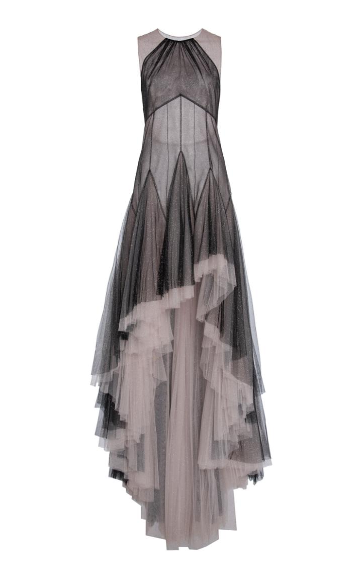 Philosophy Di Lorenzo Serafini Ruffled High-low Chiffon Gown