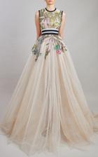 Moda Operandi Elie Saab Tulle Embroidery Long Dress