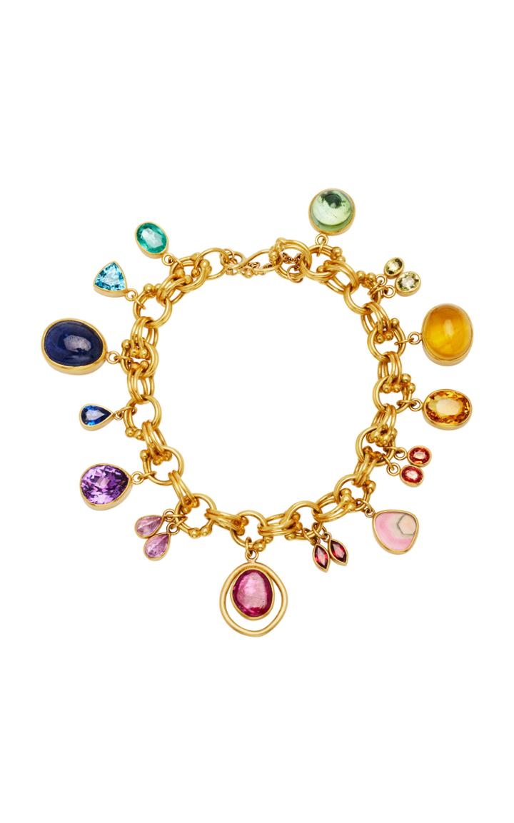 Mallary Marks Jubilee 22k Gold Multi-stone Charm Bracelet